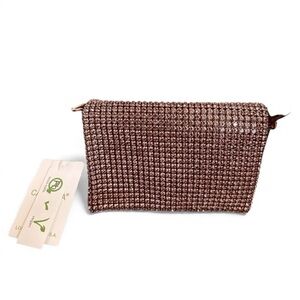 Caleesa Black Faux Leather Crossbody Bag with Gold Zippers, Purple, NWT